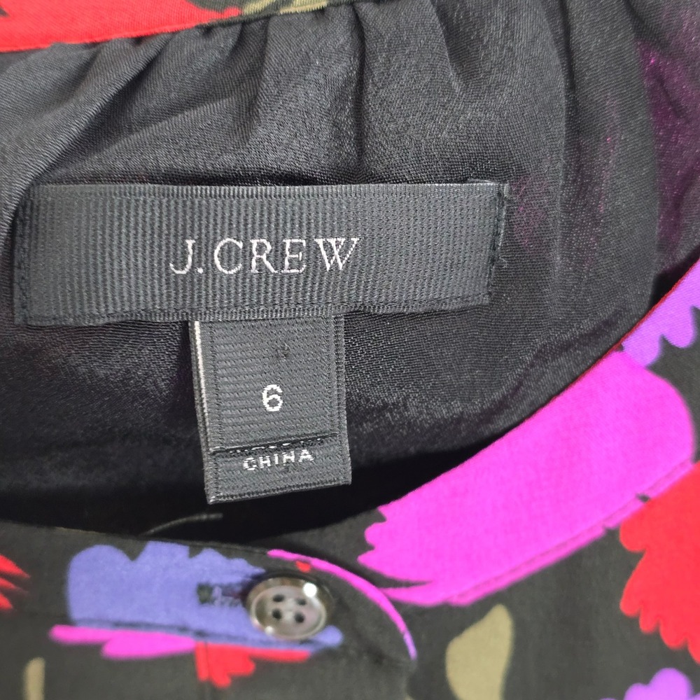 J.Crew Silk Floral Midi Dress Women Preppy Mod Office Size 6 Ruffle Button Front - Picture 4 of 9